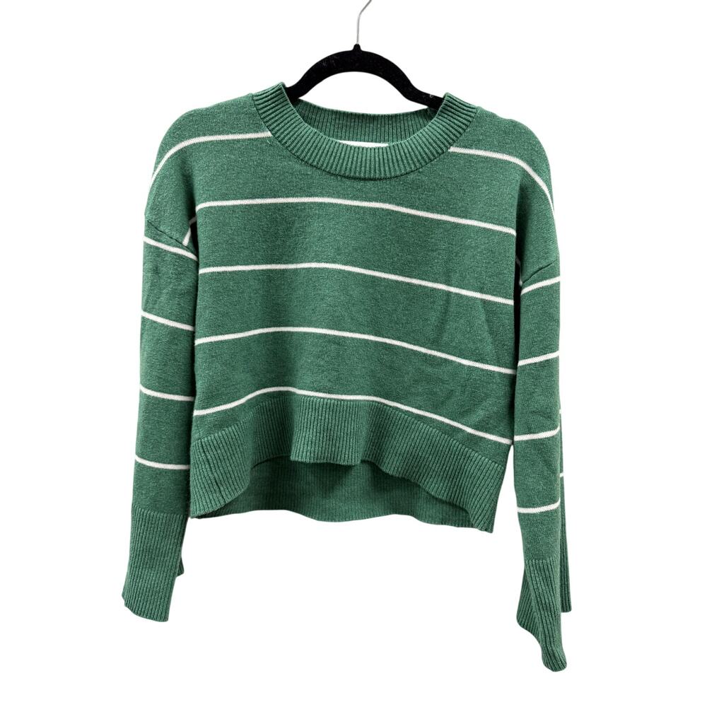 Hippie Rose Women's Crop Green White Stripe Sweater Size M